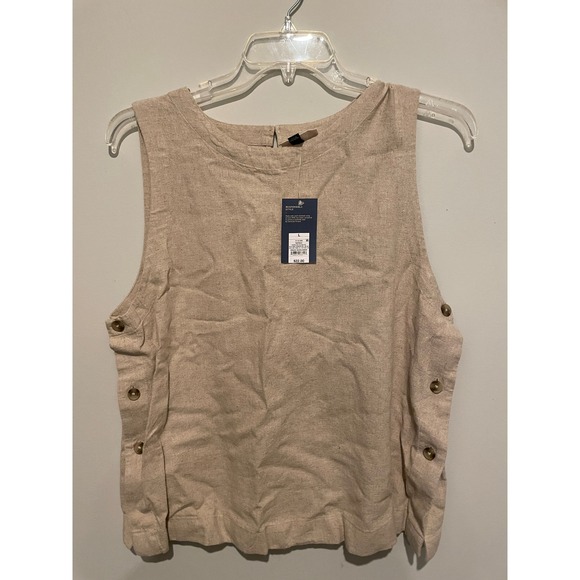 Universal Thread Tops - Universal Thread Womens Tan Linen Blend Side Button Sleeveless Shell Top L NWT